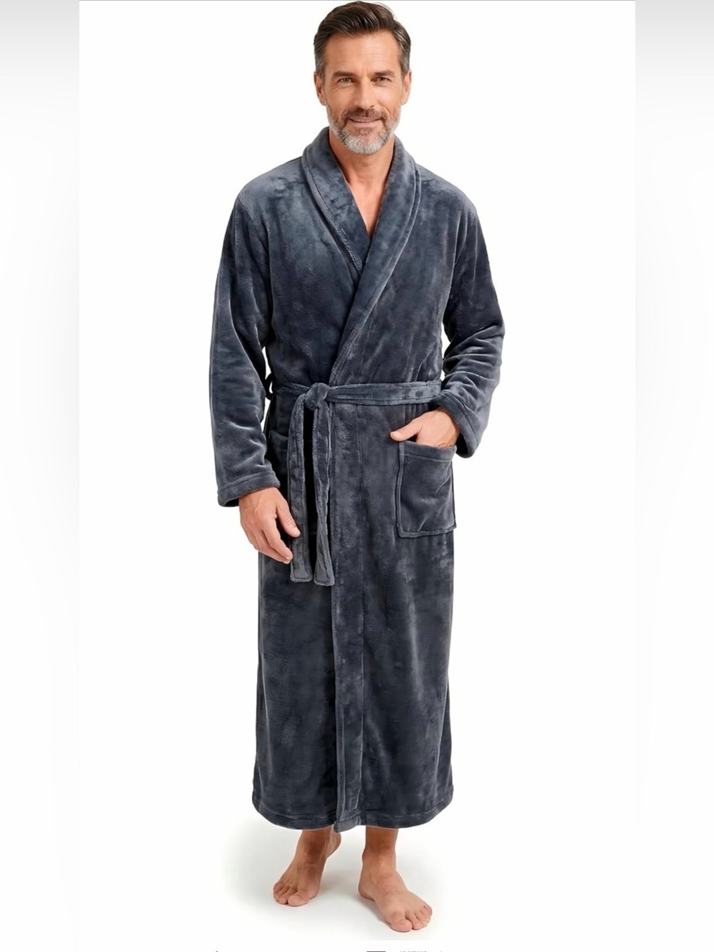 A.    FG FEAYIGUDIM Men's Fleece Plush Bathrobe Full Length Shawl S/M Collar NWT